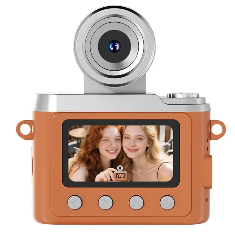 Y7000 Retro Design Digital Camera 1080P HD Mini Compact Camera with Flip Lens for Students - Brown