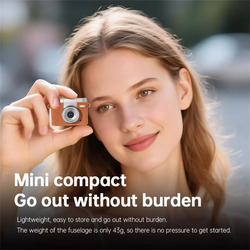 Y7000 Retro Design Digital Camera 1080P HD Mini Compact Camera with Flip Lens for Students - Brown