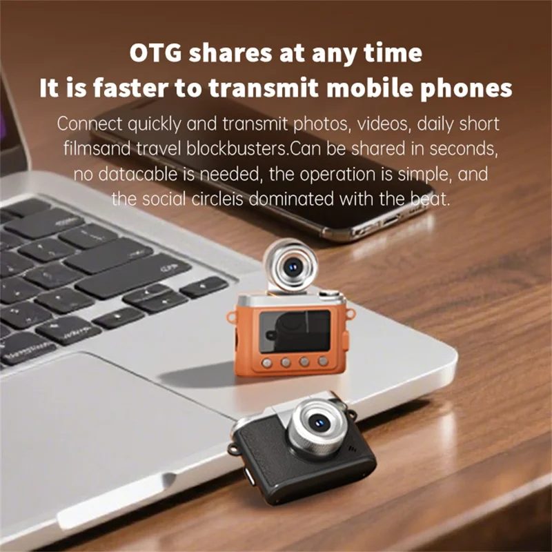 Y7000 Retro Design Digital Camera 1080P HD Mini Compact Camera with Flip Lens for Students - Brown