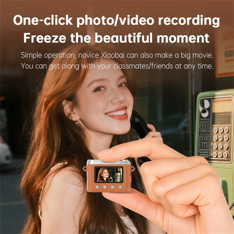 Y7000 Retro Design Digital Camera 1080P HD Mini Compact Camera with Flip Lens for Students - Brown