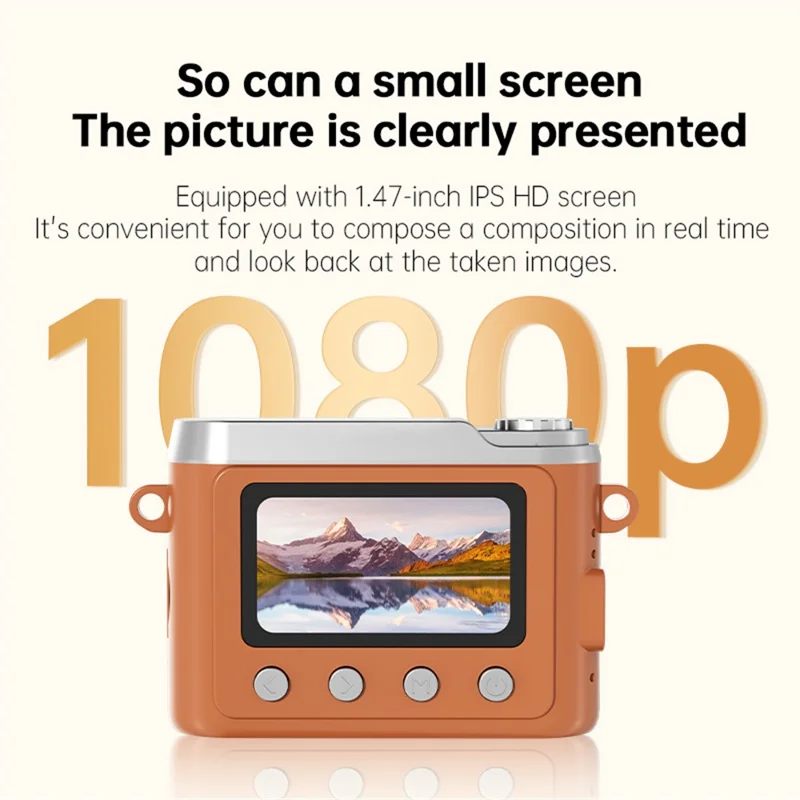 Y7000 Retro Design Digital Camera 1080P HD Mini Compact Camera with Flip Lens for Students - Brown