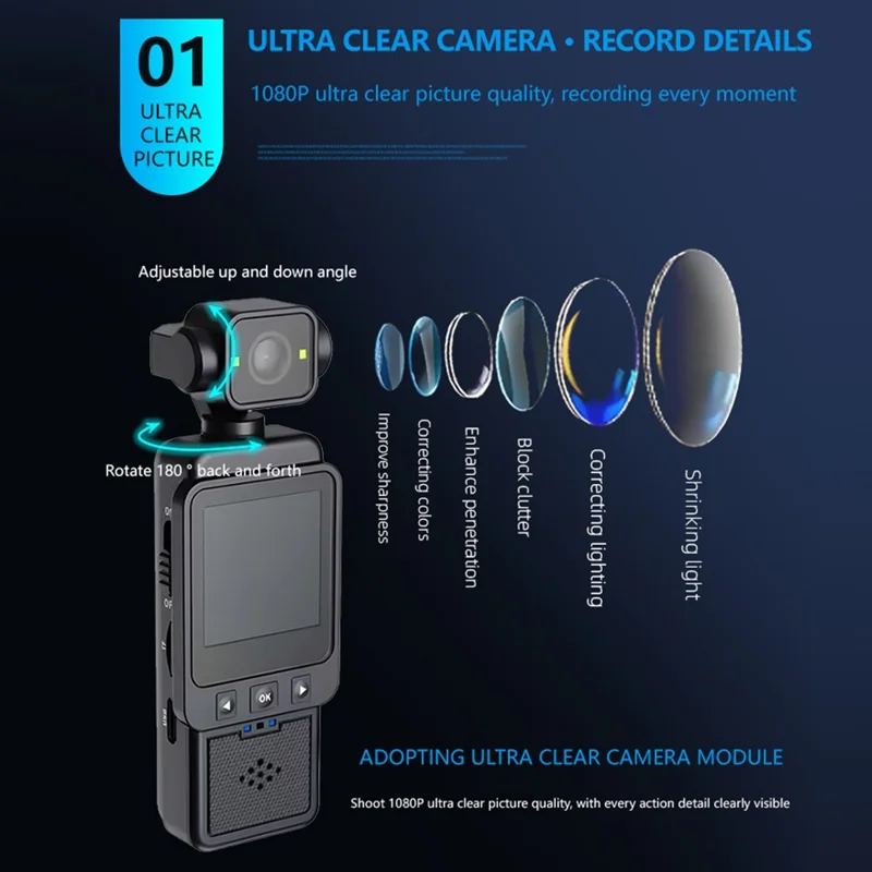 DV01 Rotabile Videocamera Portatile HD Anti-Shake Action Cam Registratore Video Outdoor Body Cam