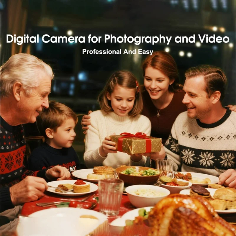 DC309X 6X Optical Zoom Digital Camera with 32GB Memory Card HD Mini Dual Lens Camera for Students  /  Selfie Photography - Black  /  US Plug