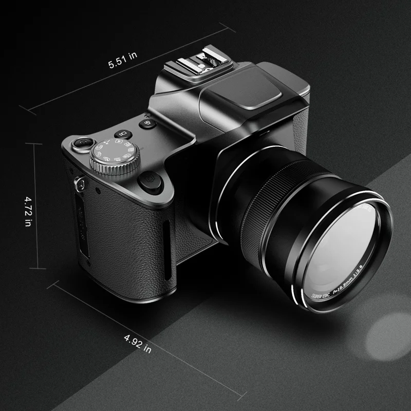 Appareil photo numérique 5K à écran tactile haute résolution de 4,0 pouces D90 avec zoom 18X, mise au point automatique, enregistreur vidéo et carte 32 Go
