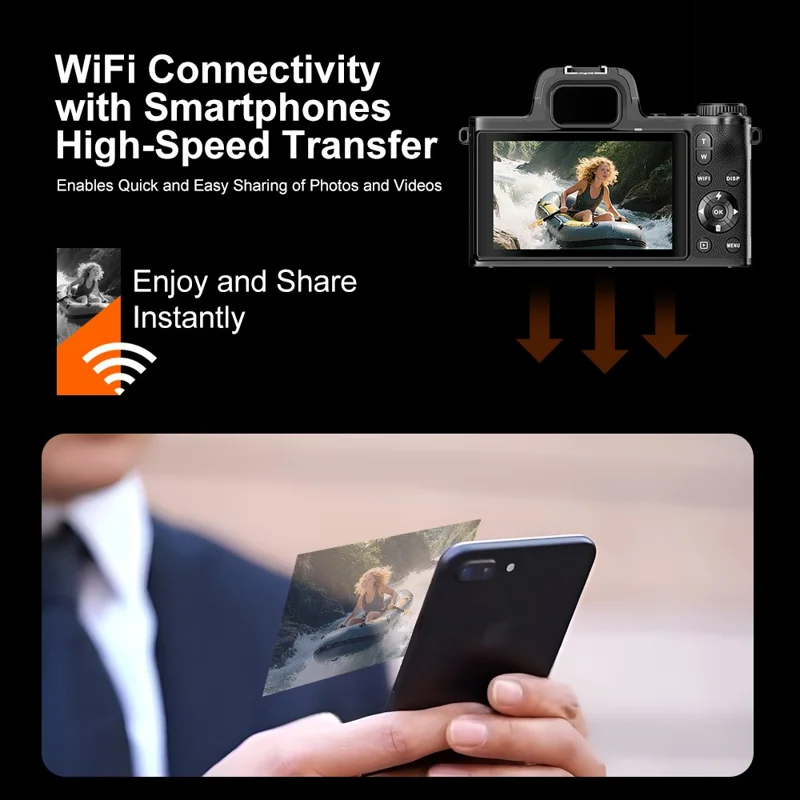 Appareil photo numérique 5K à écran tactile haute résolution de 4,0 pouces D90 avec zoom 18X, mise au point automatique, enregistreur vidéo et carte 32 Go