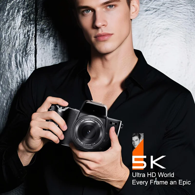 Appareil photo numérique 5K à écran tactile haute résolution de 4,0 pouces D90 avec zoom 18X, mise au point automatique, enregistreur vidéo et carte 32 Go