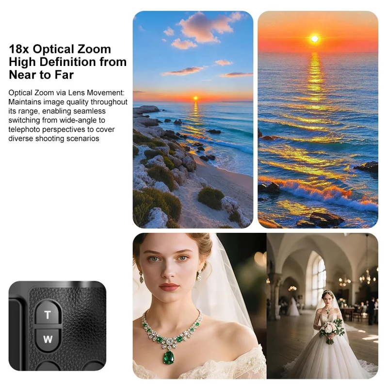 Appareil photo numérique 5K à écran tactile haute résolution de 4,0 pouces D90 avec zoom 18X, mise au point automatique, enregistreur vidéo et carte 32 Go