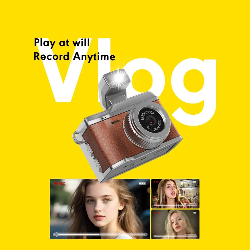 S151 0.96 inch IPS Color Screen Mini Camera with 32G Memory Card / LED Fill Light Pendant Necklace Design Lightweight Camera - White