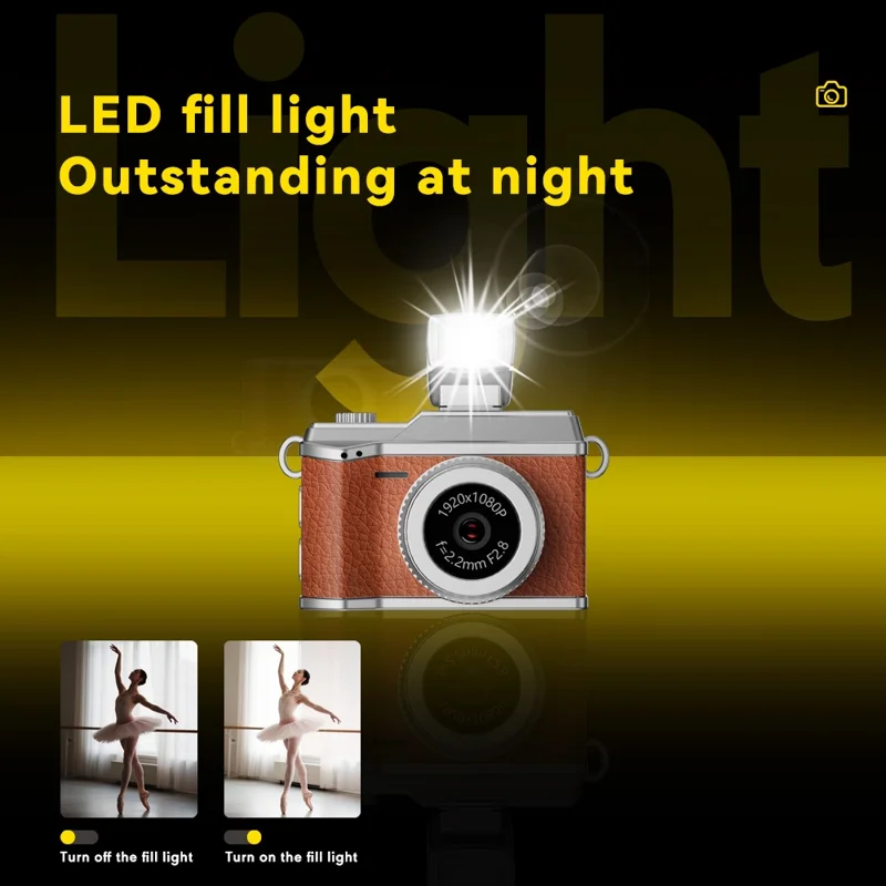 S151 0.96 inch IPS Color Screen Mini Camera with 32G Memory Card / LED Fill Light Pendant Necklace Design Lightweight Camera - White