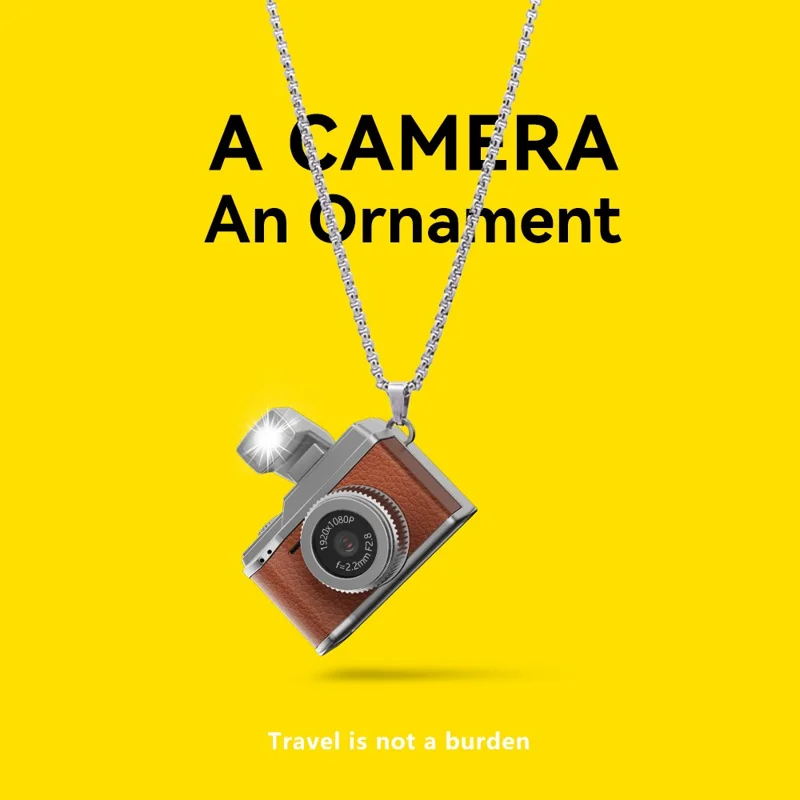 S151 0.96 inch IPS Color Screen Mini Camera with 64G Memory Card / LED Fill Light Pendant Necklace Design Lightweight Camera - Khaki