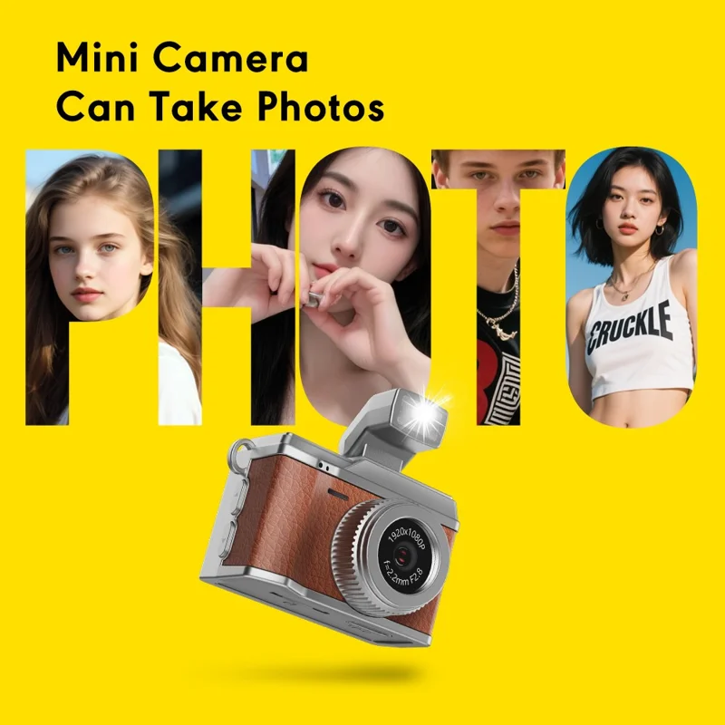 S151 0.96 inch IPS Color Screen Mini Camera with 64G Memory Card / LED Fill Light Pendant Necklace Design Lightweight Camera - Khaki