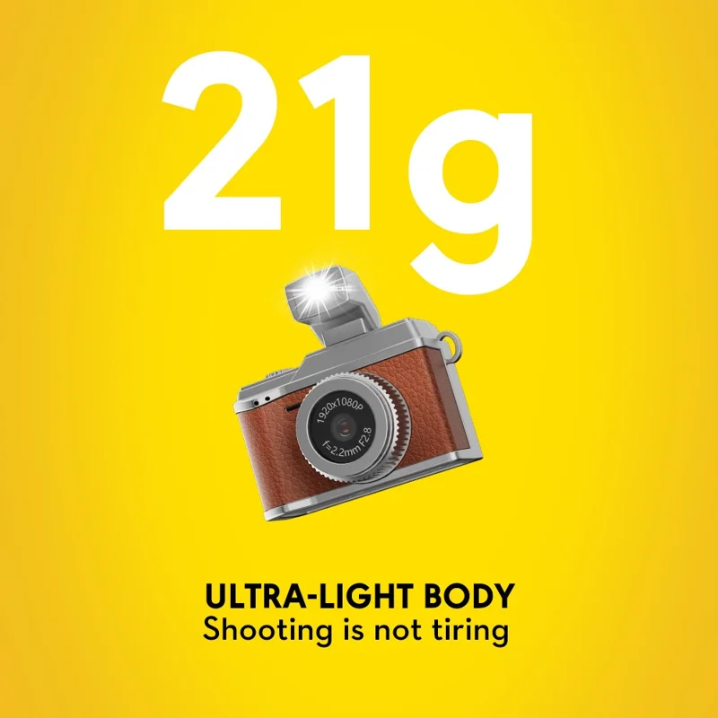 S151 0.96 inch IPS Color Screen Mini Camera with 64G Memory Card / LED Fill Light Pendant Necklace Design Lightweight Camera - Khaki