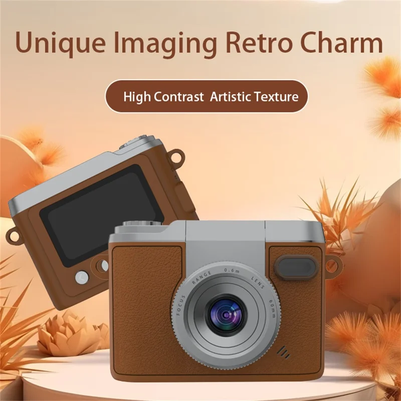 DM20 Auto Focus Mini Digital Camera 1.47 Inch HD Screen Flip Lens Video Recording CCD for Students - Brown