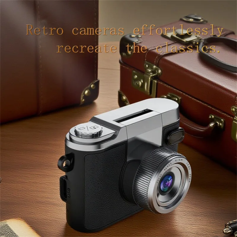 DM20 Auto Focus Mini Digital Camera 1.47 Inch HD Screen Flip Lens Video Recording CCD for Students, with 32GB Card + Card Reader - Black