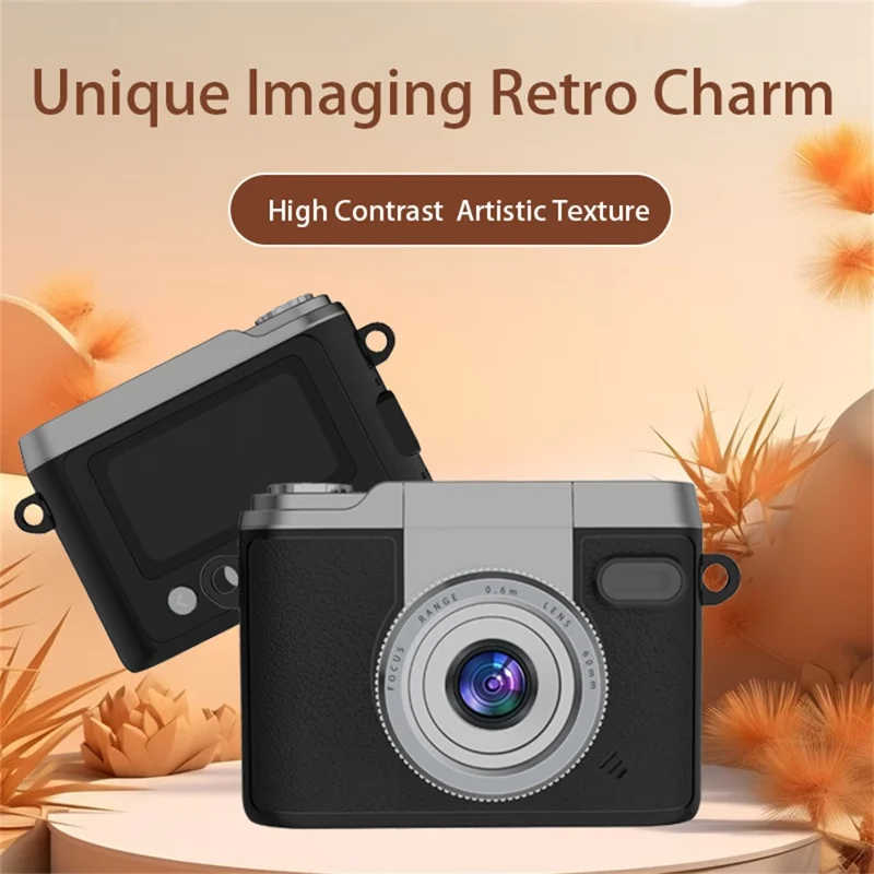 DM20 Auto Focus Mini Digital Camera 1.47 Inch HD Screen Flip Lens Video Recording CCD for Students, with 32GB Card + Card Reader - Black