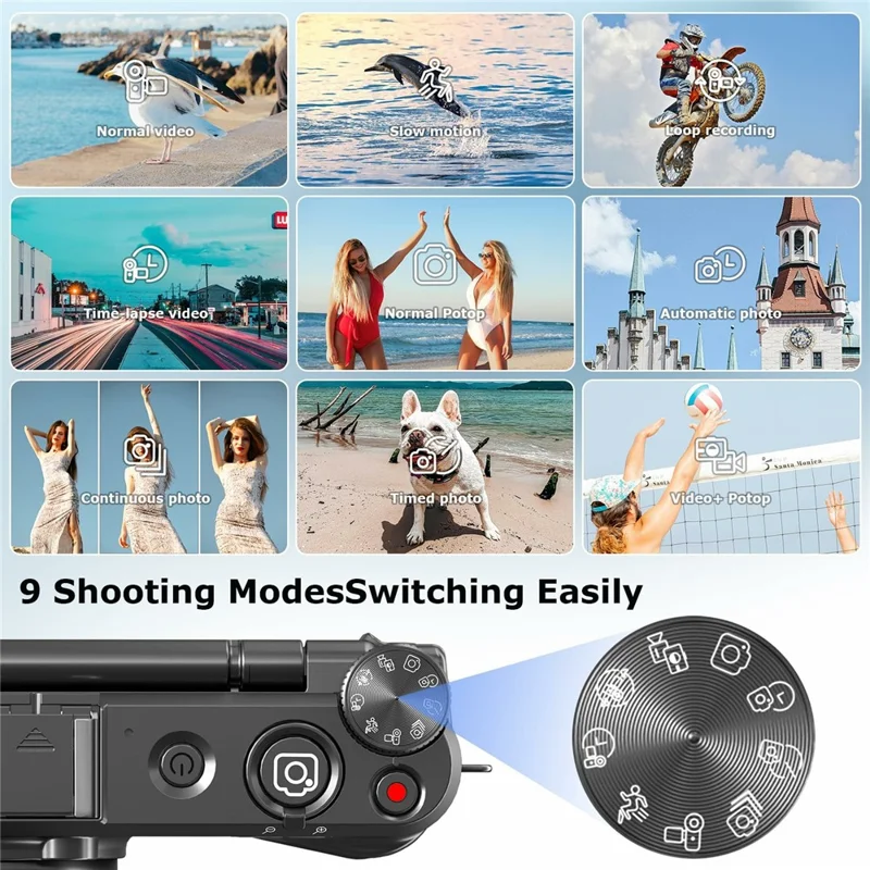 WD300-8K 88MP 8K 3 inch 180 Degree Flip Screen Digital Camera 18X Zoom WiFi Travel Camera with 32GB Card + Card Reader - Black