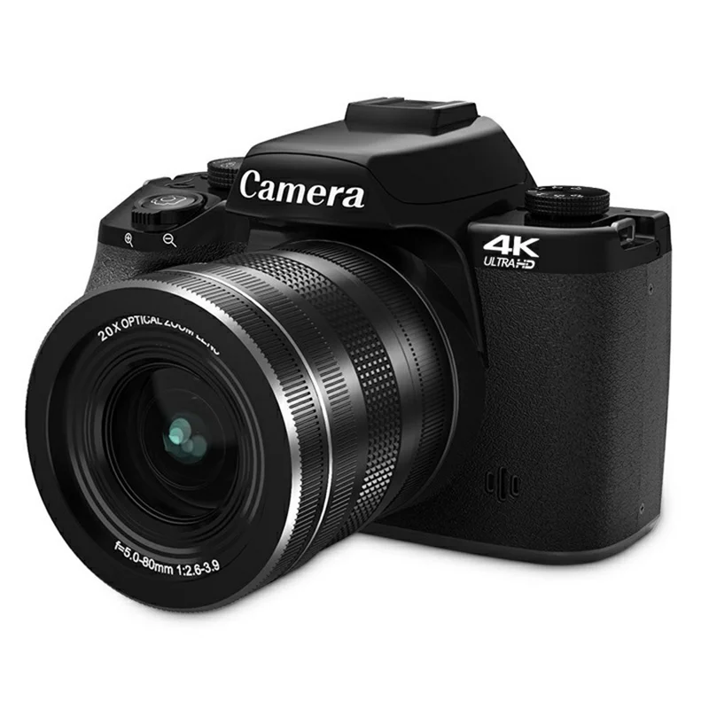 Appareil photo numérique 4K WD100-4K 75MP 20X Zoom optique Écran tactile de 4,0 pouces Appareil photo sans miroir Haute définition - Noir