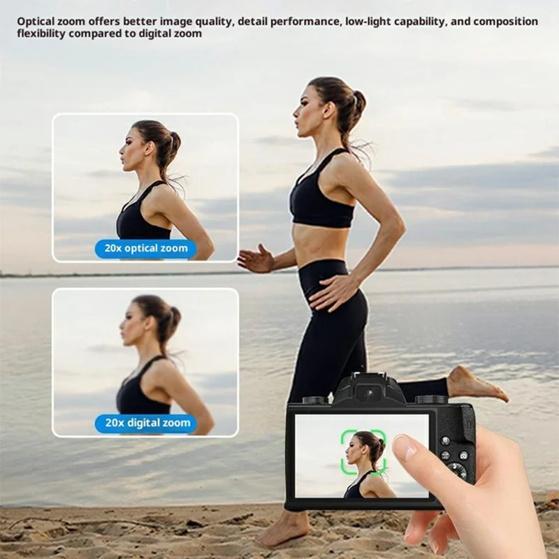 Appareil photo numérique 4K WD100-4K 75MP 20X Zoom optique Écran tactile de 4,0 pouces Appareil photo sans miroir Haute définition - Noir