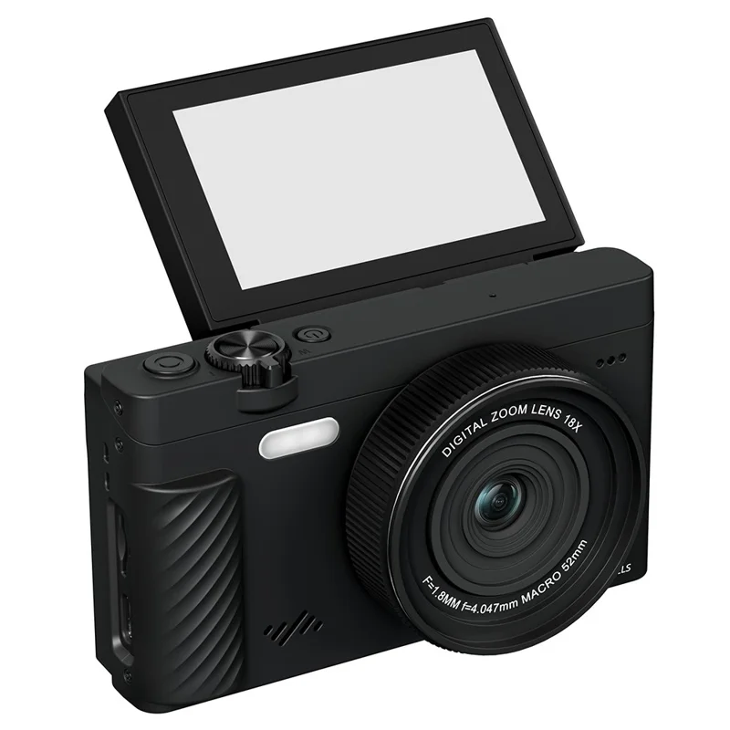 WD6003-4K 75MP 4K Digital Camera 3inch 180 Degree Flip Screen 18X Zoom WiFi Travel Camera with 32GB Card + Card Reader - Black