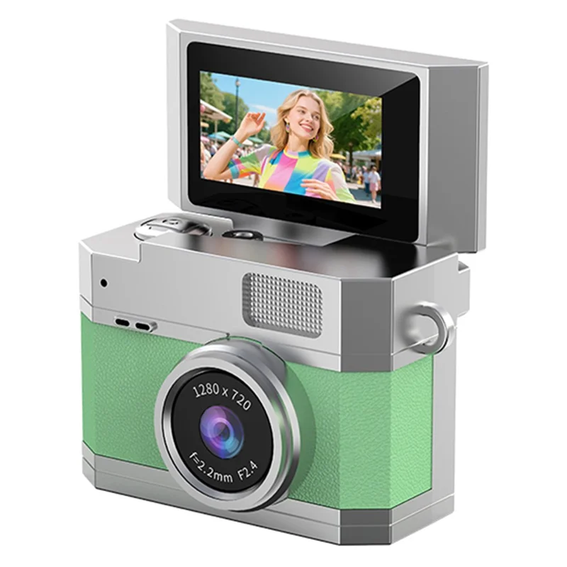 LK-026 Mini Digital Camera 0.96 Inch Flip Screen Retro Thumb Size HD Video Recording CCD - Green