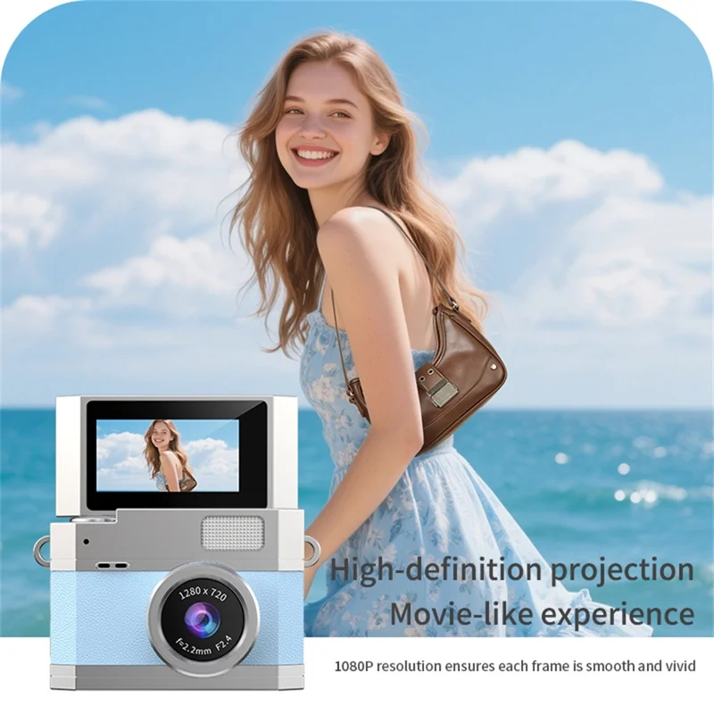 LK-026 Mini Digital Camera 0.96 Inch Flip Screen Retro Thumb Size HD Video Recording CCD - Yellow