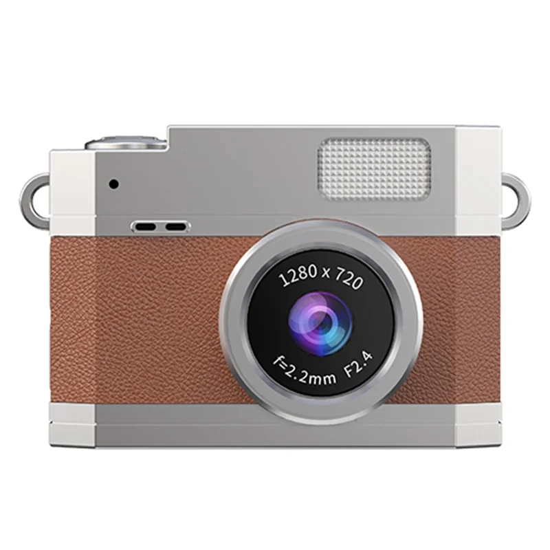 LK-026 Mini Digital Camera 0.96 Inch Flip Screen Retro Thumb Size HD Video Recording CCD - Brown