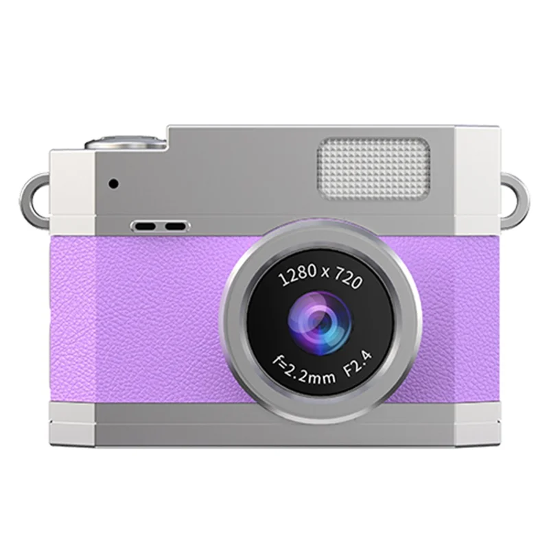 LK-026 Mini Digital Camera 0.96 Inch Flip Screen Retro Thumb Size HD Video Recording CCD - Purple