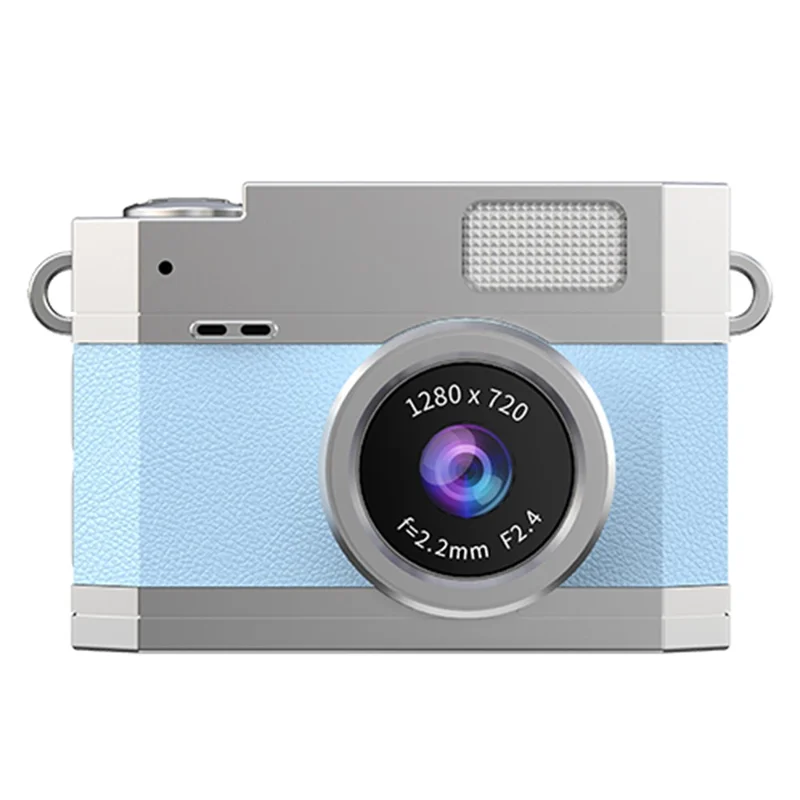 LK-026 Mini Digital Camera 0.96 Inch Flip Screen Retro Thumb Size HD Video Recording CCD - Sky Blue