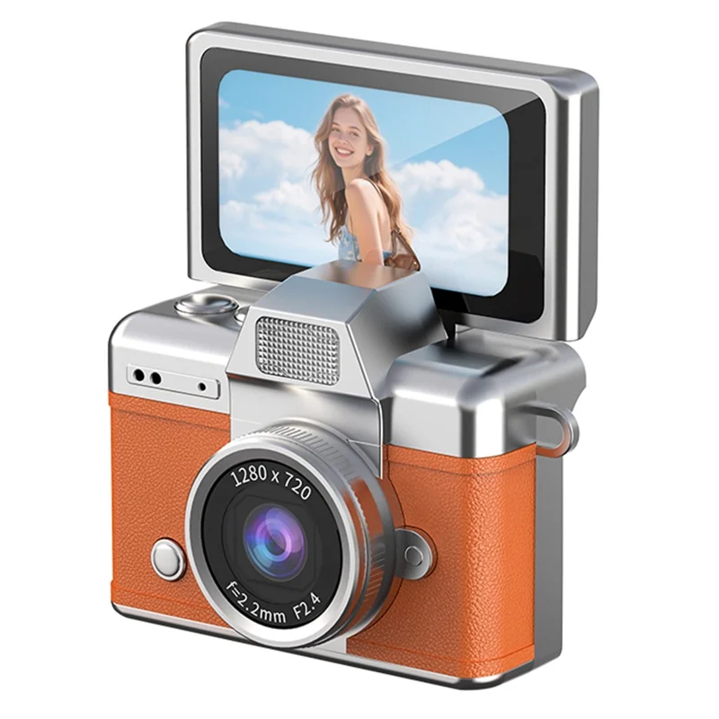 LK-027 Mini Retro Thumb Camera 1.47 Inch Flip Screen Digital Camera HD Video Recording CCD - Orange