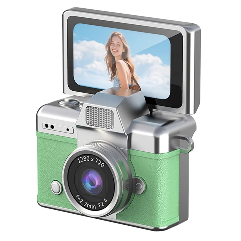 LK-027 Mini Retro Thumb Camera 1.47 Inch Flip Screen Digital Camera HD Video Recording CCD - Green