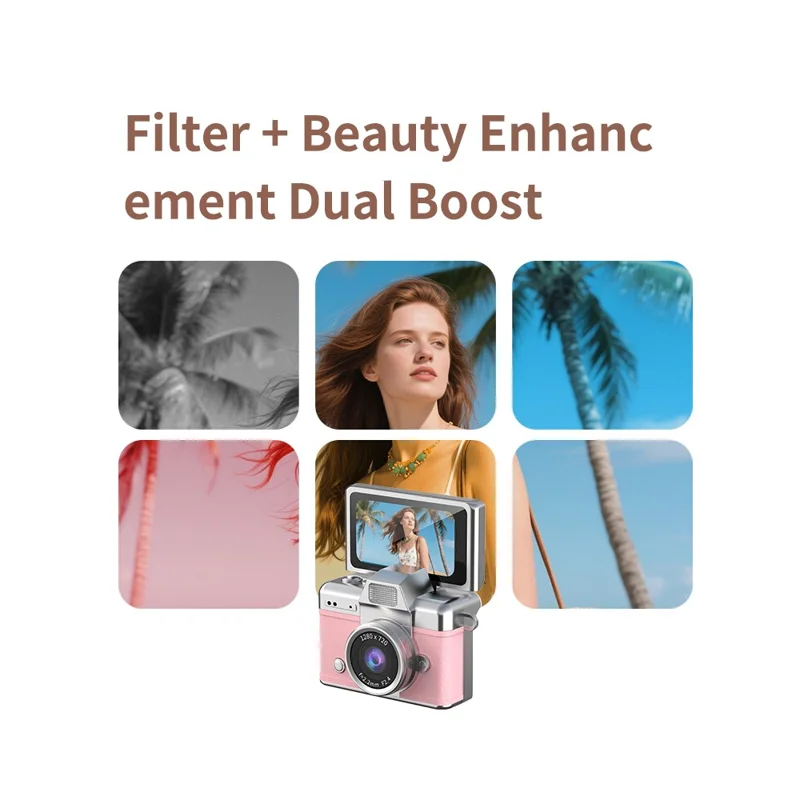 LK-027 Mini Retro Thumb Camera 1.47 Inch Flip Screen Digital Camera HD Video Recording CCD - Green