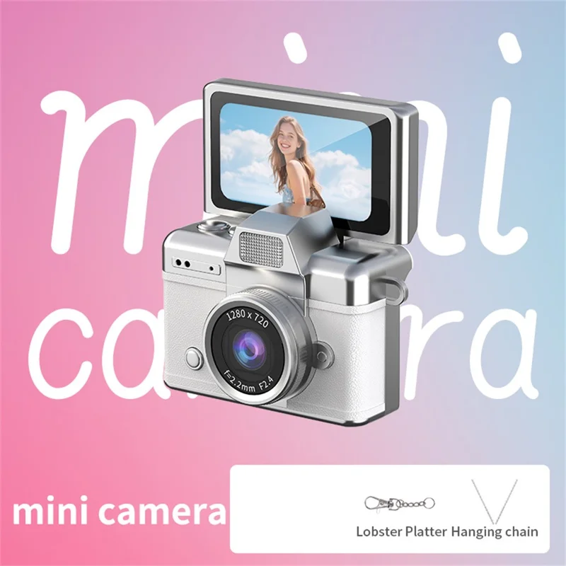 LK-027 Mini Retro Thumb Camera 1.47 Inch Flip Screen Digital Camera HD Video Recording CCD - White