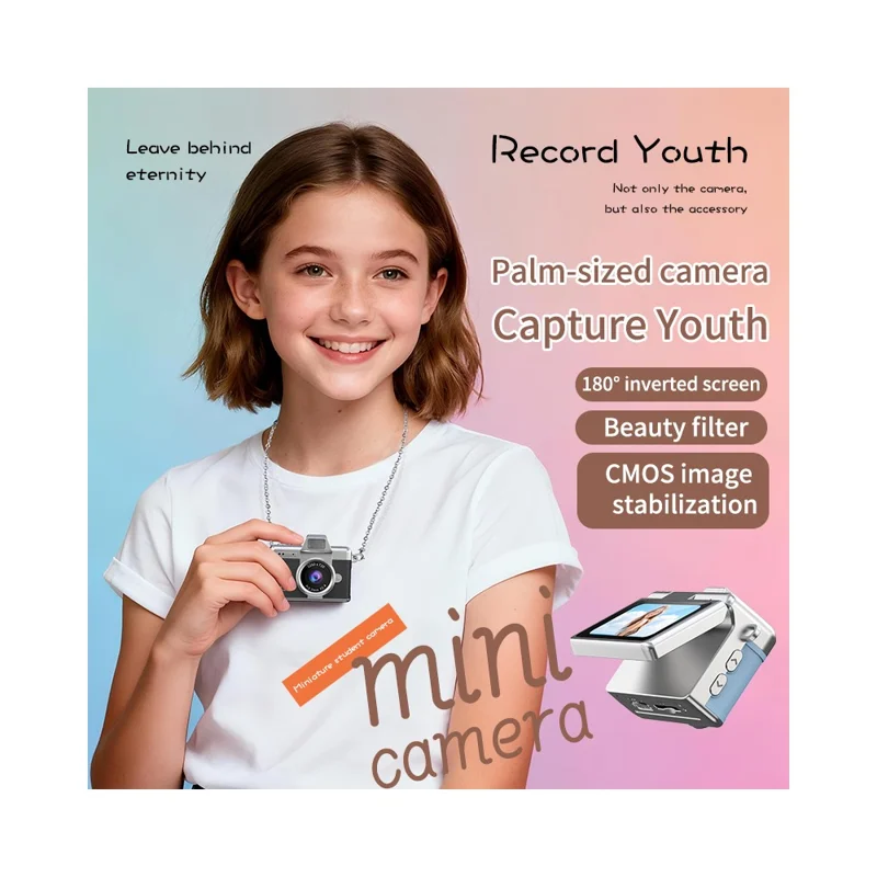 LK-027 Mini Retro Thumb Camera 1.47 Inch Flip Screen Digital Camera HD Video Recording CCD - White