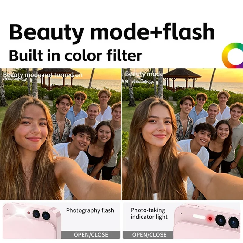 Câmera Digital de Alta Definição com Filtro de Beleza, Tela Sensível ao Toque de 2,8 Polegadas, Sensor CCD 4K, com Cartão de 32GB - Branco