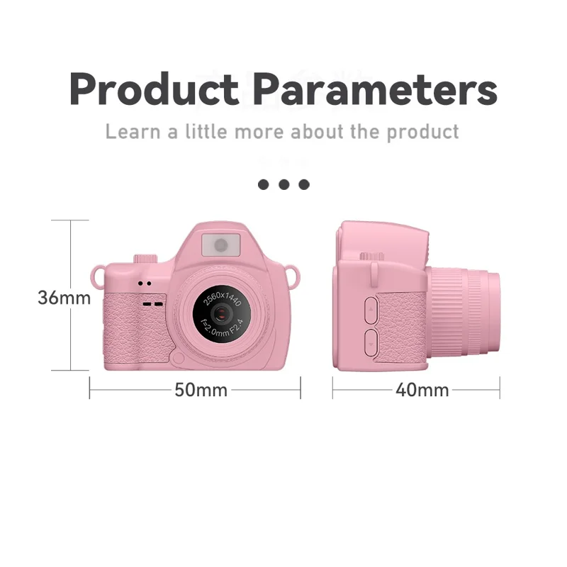 S161 Mini digital kamera för studenter 1,47 tum IPS-skärm 2K HD-videoinspelning tumkamera - Rosa