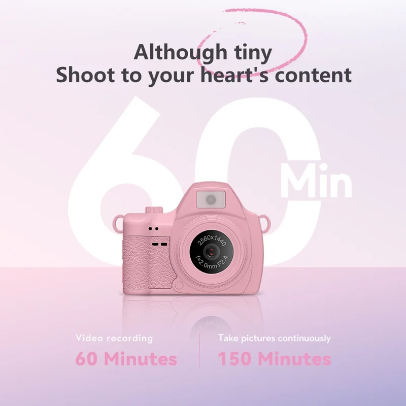S161 Mini digital kamera för studenter 1,47 tum IPS-skärm 2K HD-videoinspelning tumkamera - Rosa