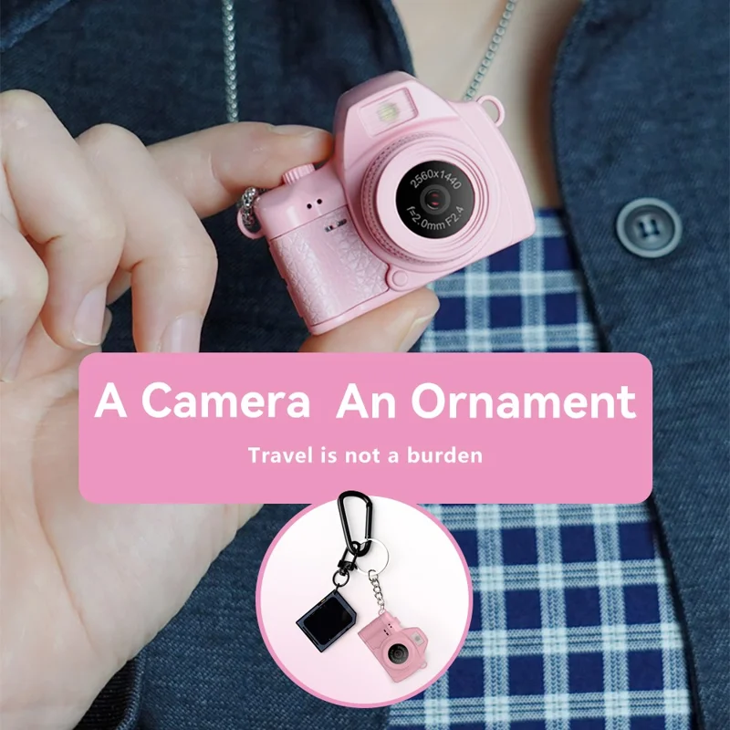 Cámara Digital Mini S161 con Pantalla IPS de 1,47 Pulgadas, Grabación de Vídeo HD 2K, Cámara de Pulgar para Niños con Luz de Relleno, con Tarjeta de 32 GB - Rosa