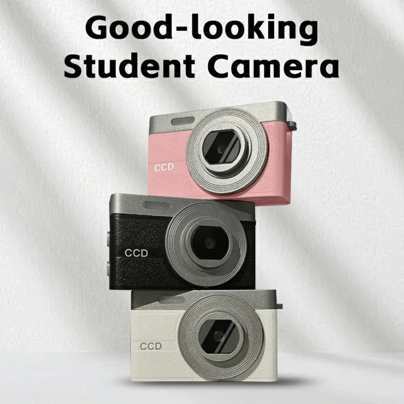 2Pcs 1080P Vintage Action Camera Portable Travel Recorder 1080P Mini Camera with Auto Focus Built-in Flash - White