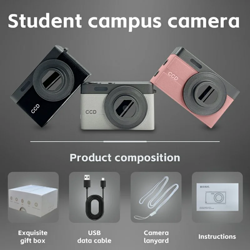 2Pcs 1080P Vintage Action Camera Portable Travel Recorder 1080P Mini Camera with Auto Focus Built-in Flash - White