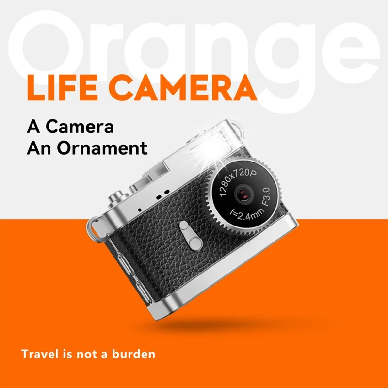 Câmera Miniatura com Tela IPS Colorida de 0,96 Polegada, Filmadora Portátil com Luz de Preenchimento LED Integrada e Armazenamento de 128GB - Preto