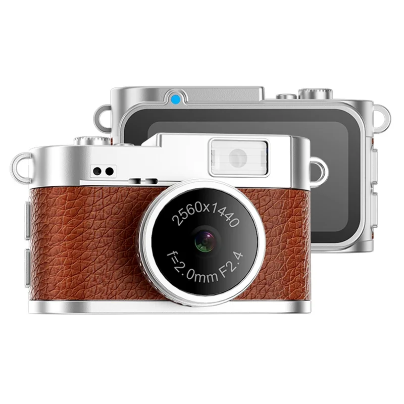 Cámara de Estilo de Vida Mini 2K S160 1440P con Pantalla IPS de 1.47 pulgadas, Cámara Digital Portátil con Múltiples Filtros + Tarjeta de 32 GB - Marrón