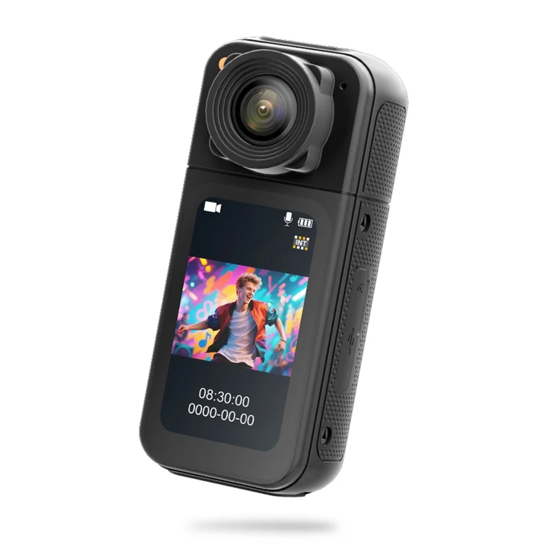 S83 1080P Magnetic Thumb Camera 1.47 inch IPS Screen Mini Cam with 180° Rotating Lens - Black