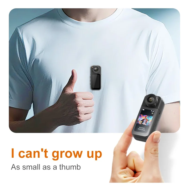 S83 1080P Magnetic Thumb Camera 1.47 inch IPS Screen Mini Cam with 180° Rotating Lens - Black