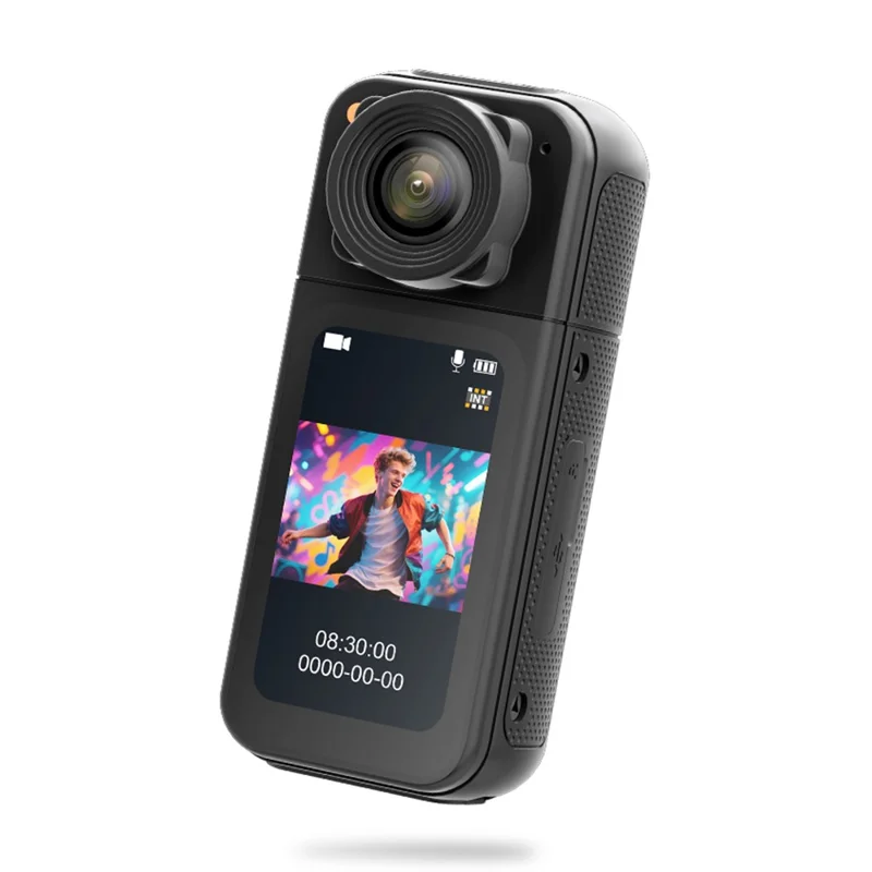 S83 1080P Magnetisk Tjockkamera med 1,47 tum IPS-skärm, Mini-kamera med 180° roterande objektiv + 32G-kort - Svart