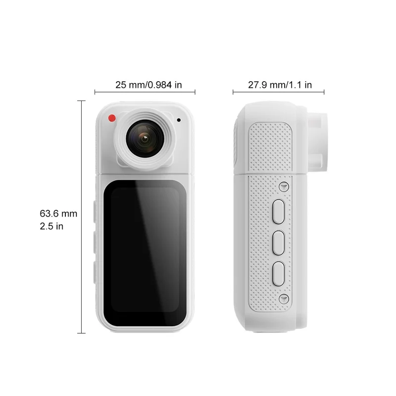 S83 1080P Magnetisk Tjockkamera med 1,47 tum IPS-skärm, Mini-kamera med 180° roterande objektiv + 32G-kort - Svart