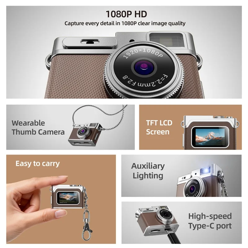 G1 0.96 Inch TFT Screen Portable Digital Camera 1080P HD Video Thumb Size CCD Mini Camcorder - Black