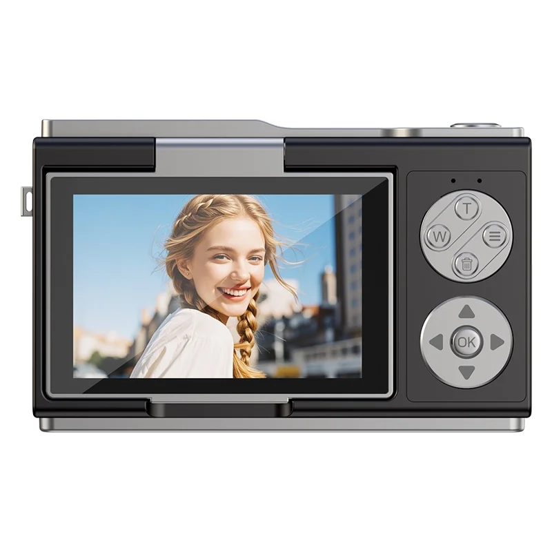 كاميرا رقمية LK-010 بشاشة قابلة للطي مقاس 3 بوصات ودقة 1080P لتصوير فيديو وصورة عالية الوضوح مع مستشعر CCD - أسود