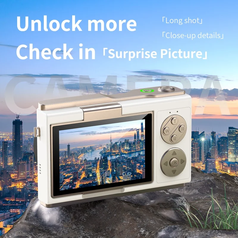 كاميرا رقمية LK-010 بشاشة قابلة للطي مقاس 3 بوصات ودقة 1080P لتصوير فيديو وصورة عالية الوضوح مع مستشعر CCD - أسود