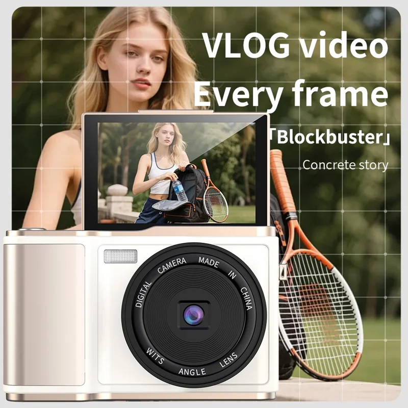 كاميرا رقمية LK-010 بشاشة قابلة للطي مقاس 3 بوصات ودقة 1080P لتصوير فيديو وصورة عالية الوضوح مع مستشعر CCD - أسود