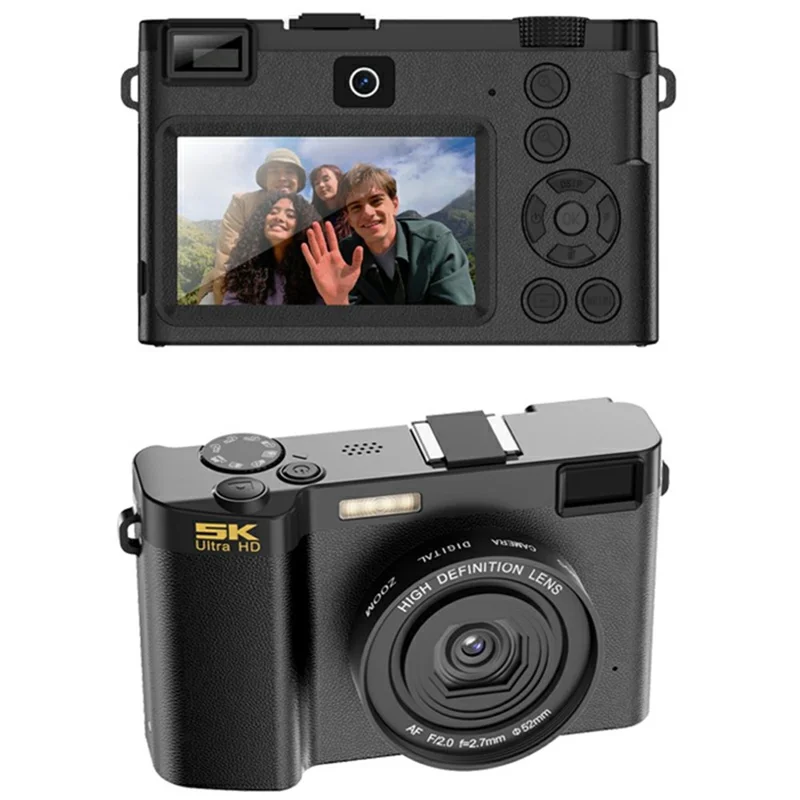 F01 Digital Camera High Resolution HD CMOS Sensor Travel Selfie Pocket Camera for Students - Black